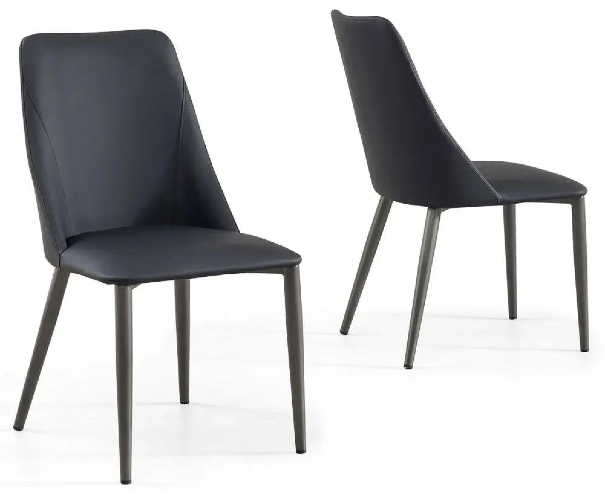 Product photograph of 2 X Rosie Black Leather Dining Chair from Choice Furniture Superstore.