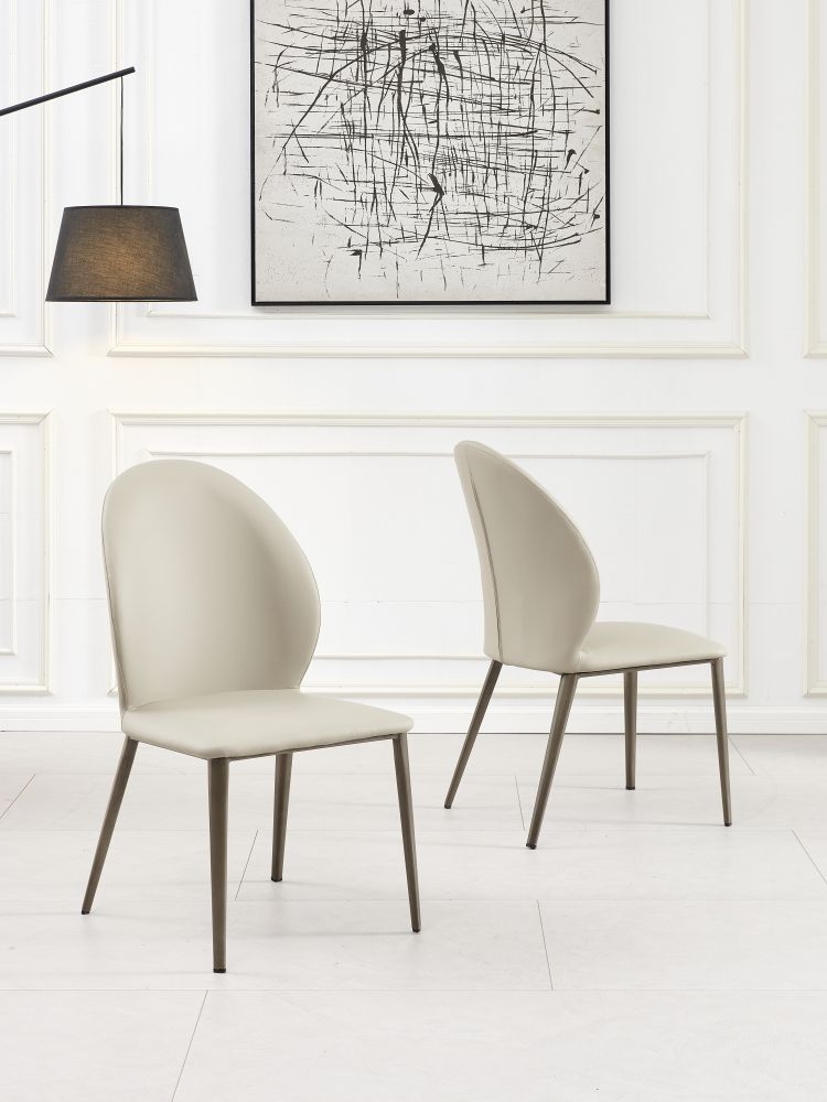 Product photograph of Astrid Taupe Dining Chair- Faux Leather With Black Legs from Choice Furniture Superstore.
