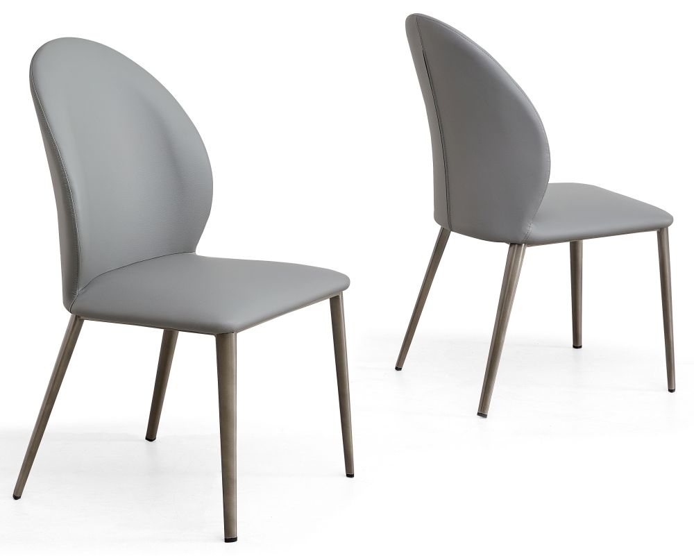 Product photograph of Astrid Grey Dining Chair- Faux Leather With Black Legs from Choice Furniture Superstore.