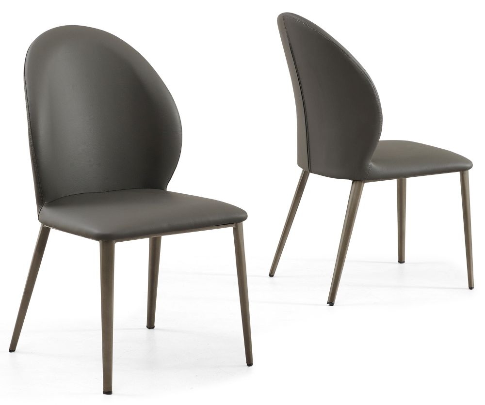 Product photograph of Astrid Dark Grey Dining Chair- Faux Leather With Black Legs from Choice Furniture Superstore.