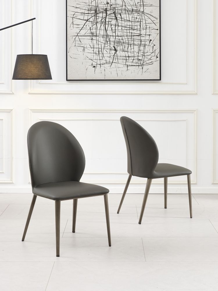 Product photograph of Astrid Dark Grey Dining Chair- Faux Leather With Black Legs from Choice Furniture Superstore.