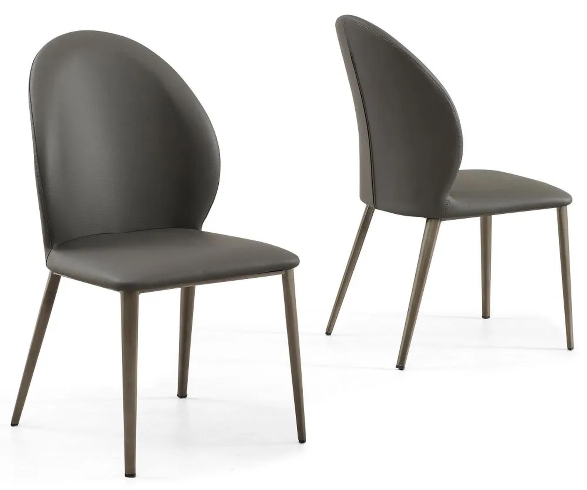 Product photograph of Astrid Dark Grey Leather Dining Chair With Black Legs from Choice Furniture Superstore.