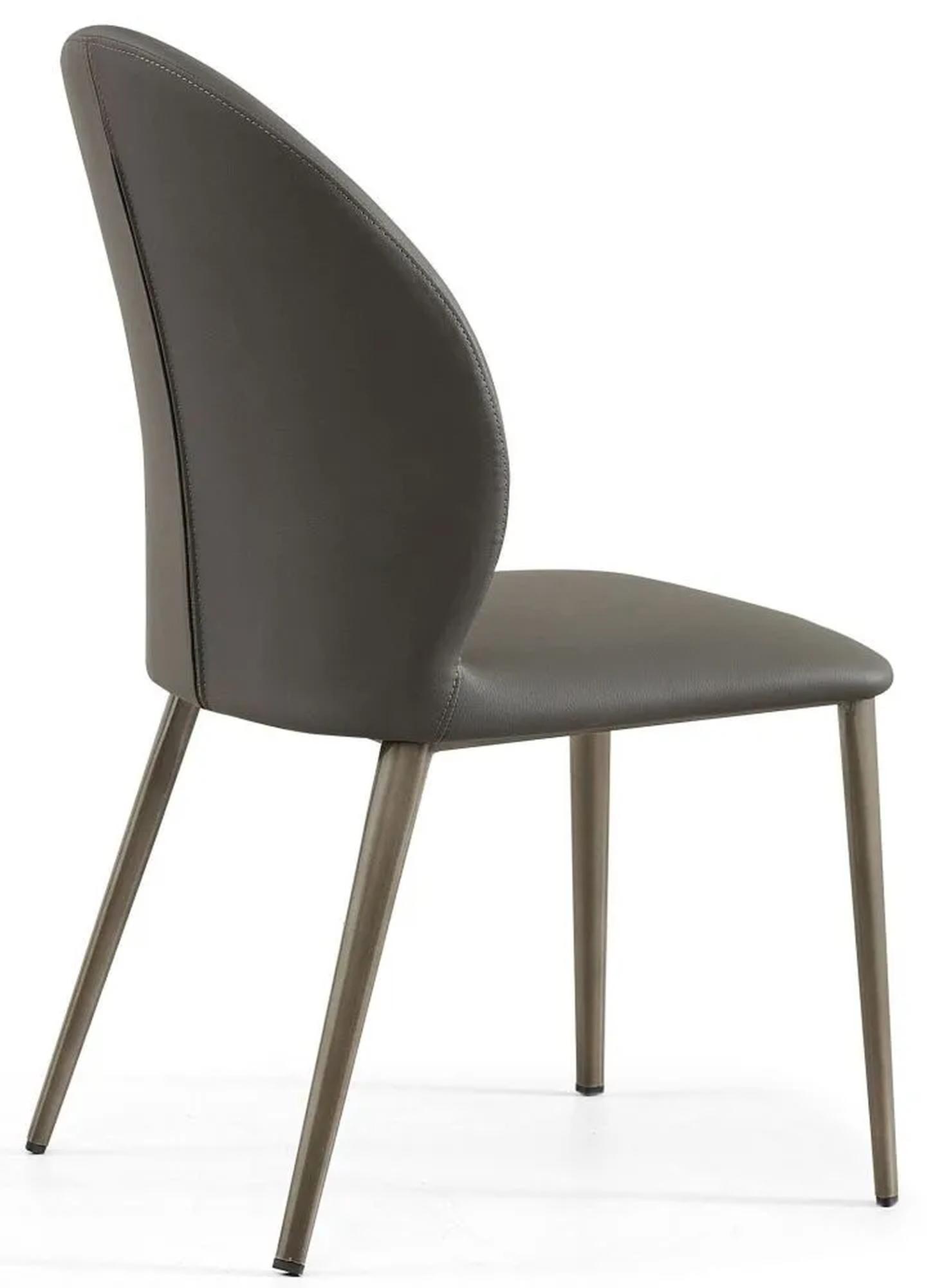 Product photograph of Astrid Dark Grey Leather Dining Chair With Black Legs from Choice Furniture Superstore.