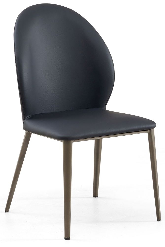 Product photograph of Astrid Black Dining Chair- Faux Leather With Black Legs from Choice Furniture Superstore.