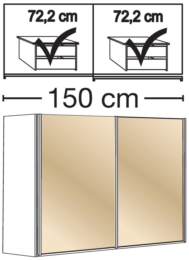 Product photograph of Wiemann Nizza White 2 Door Champagne Glass Sliding Wardrobe - W 150cm from Choice Furniture Superstore.