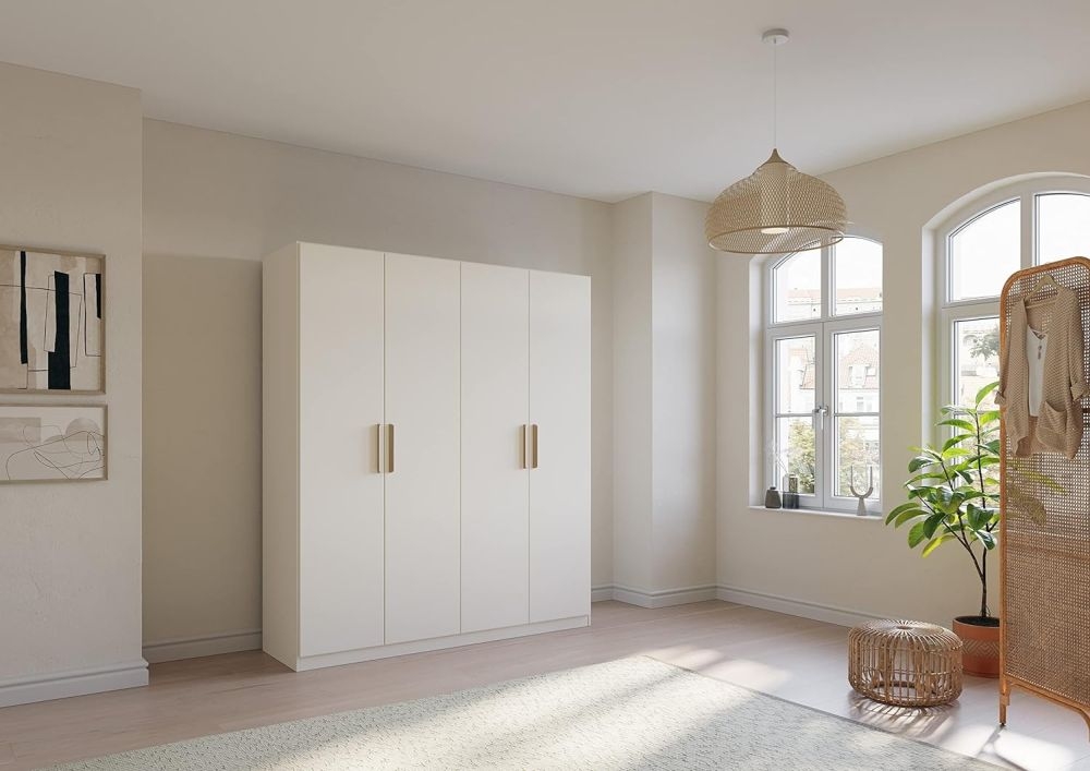 Product photograph of Skandi Quadra-spin 4 Door Wardrobe - Comes In Alpine White And Silk Grey Options from Choice Furniture Superstore.