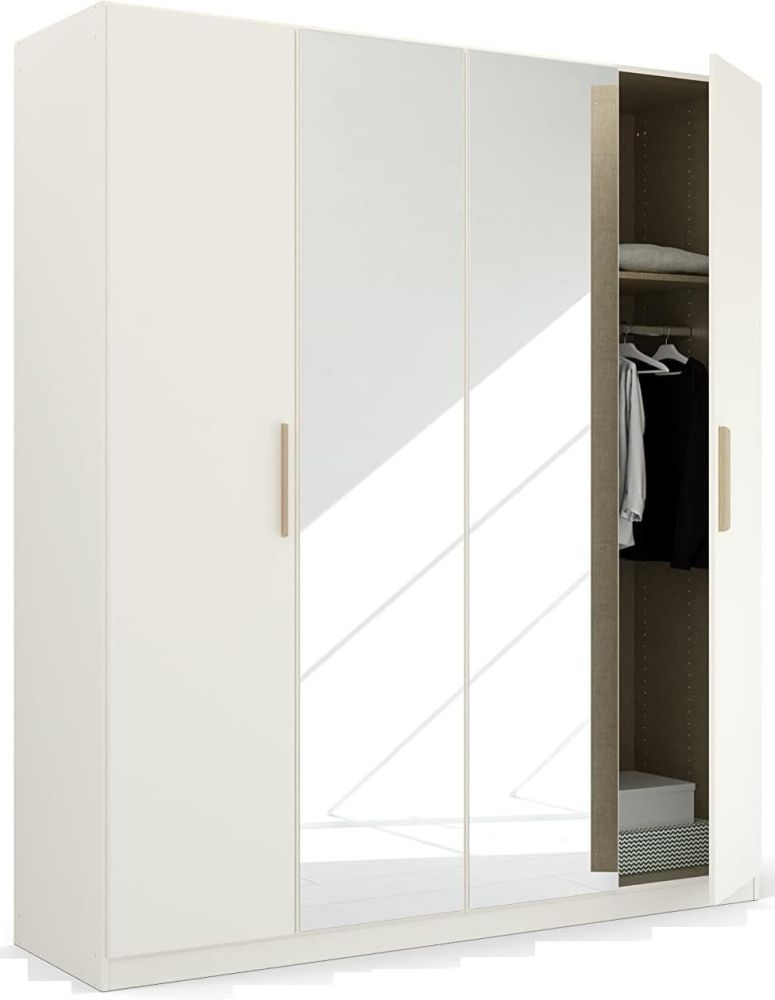 Product photograph of Skandi Quadra-spin 4 Door 2 Mirror Wardrobe - Comes In Alpine White And Silk Grey Options from Choice Furniture Superstore.