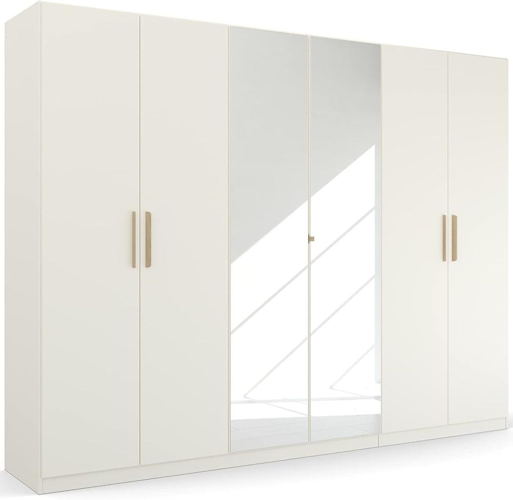 Product photograph of Skandi Quadra-spin 6 Door 2 Mirror Wardrobe - Comes In Alpine White And Silk Grey Options from Choice Furniture Superstore.