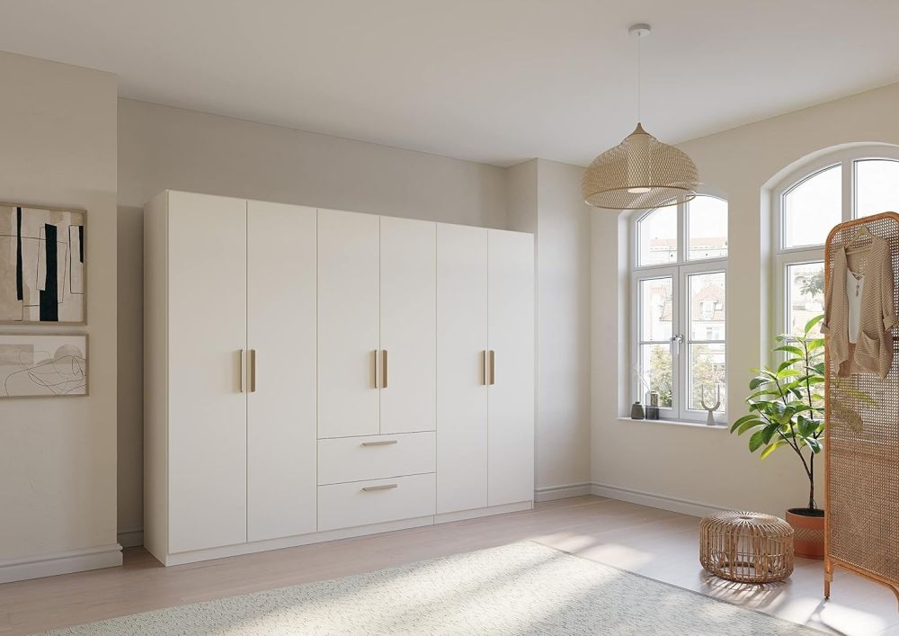 Product photograph of Skandi Quadra-spin 6 Door Combi Wardrobe - Comes In Alpine White And Silk Grey Options from Choice Furniture Superstore.