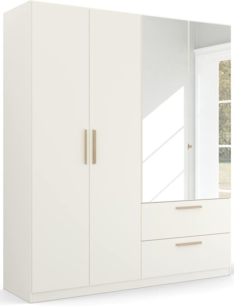 Product photograph of Skandi Quadra-spin 4 Door 2 Mirror Combi Wardrobe - Comes In Alpine White And Silk Grey Options from Choice Furniture Superstore.