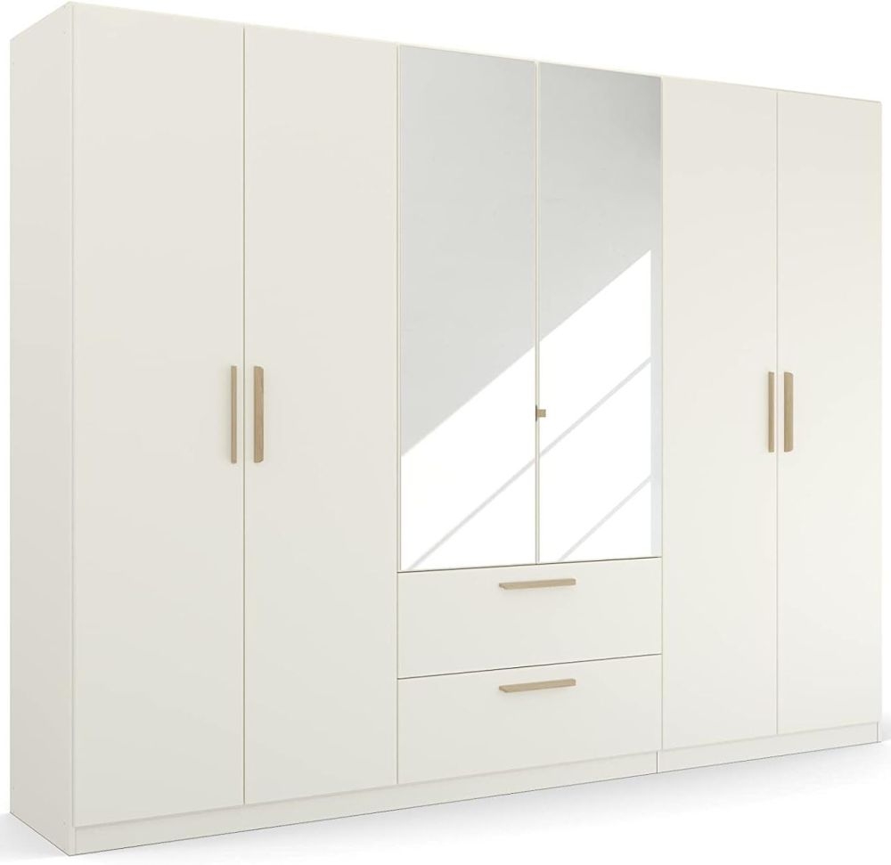 Product photograph of Skandi Quadra-spin 6 Door 2 Mirror Combi Wardrobe - Comes In Alpine White And Silk Grey Options from Choice Furniture Superstore.
