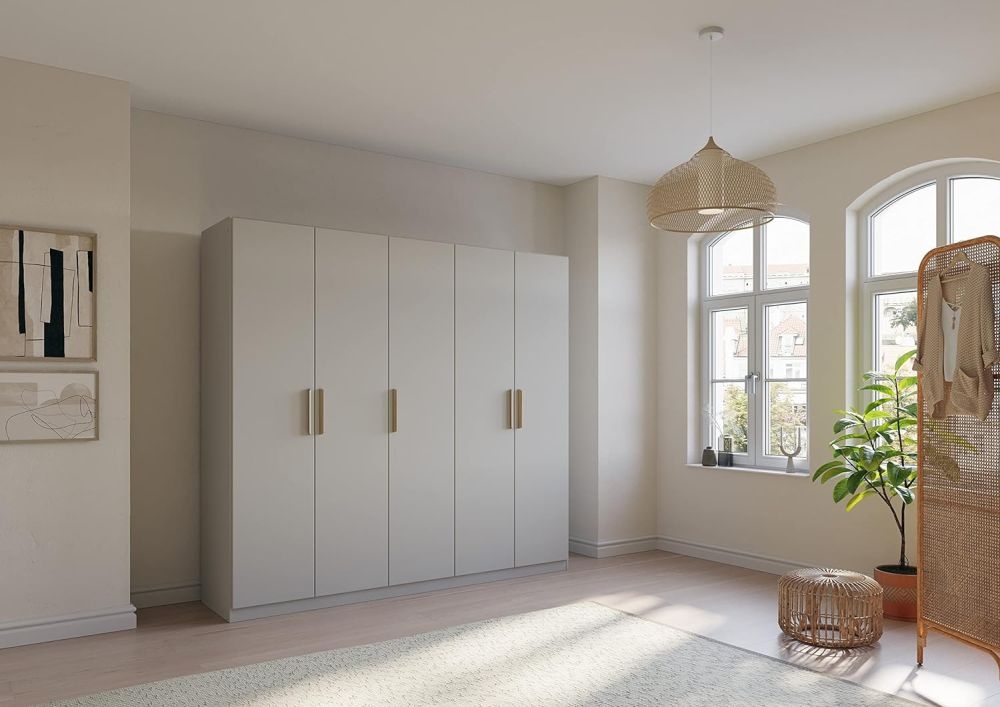 Product photograph of Skandi Quadra-spin 5 Door Grey Wardrobe - 226cm from Choice Furniture Superstore.