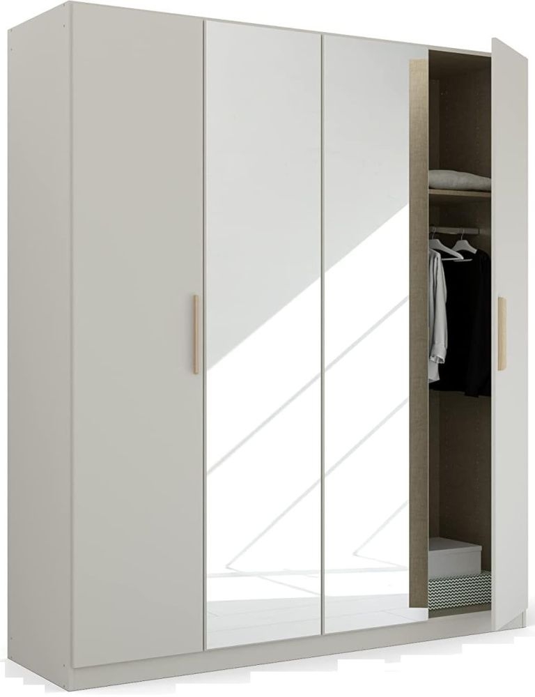 Product photograph of Rauch Skandi Quadra-spin 4 Door 2 Mirror Grey Wardrobe - 181cm from Choice Furniture Superstore.