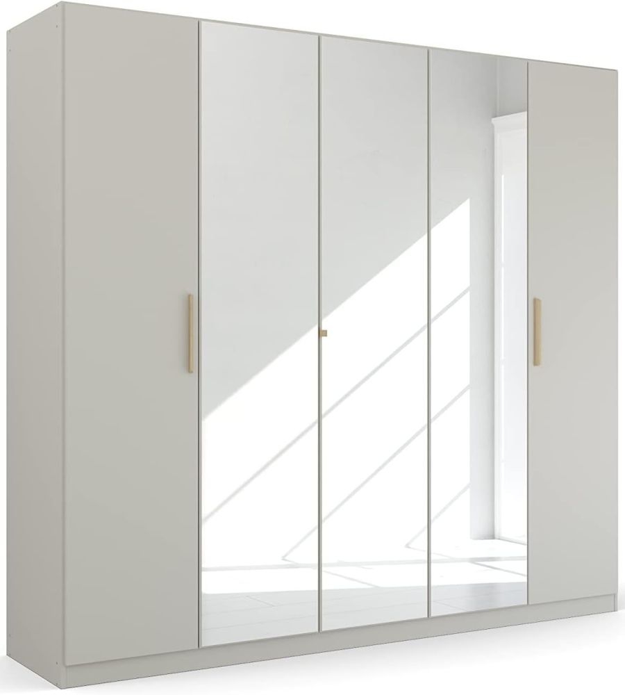 Product photograph of Skandi Quadra-spin 5 Door 3 Mirror Grey Wardrobe - 226cm from Choice Furniture Superstore.