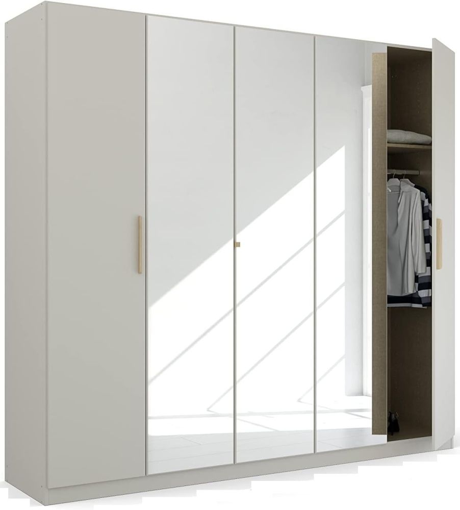 Product photograph of Skandi Quadra-spin 5 Door 3 Mirror Grey Wardrobe - 226cm from Choice Furniture Superstore.