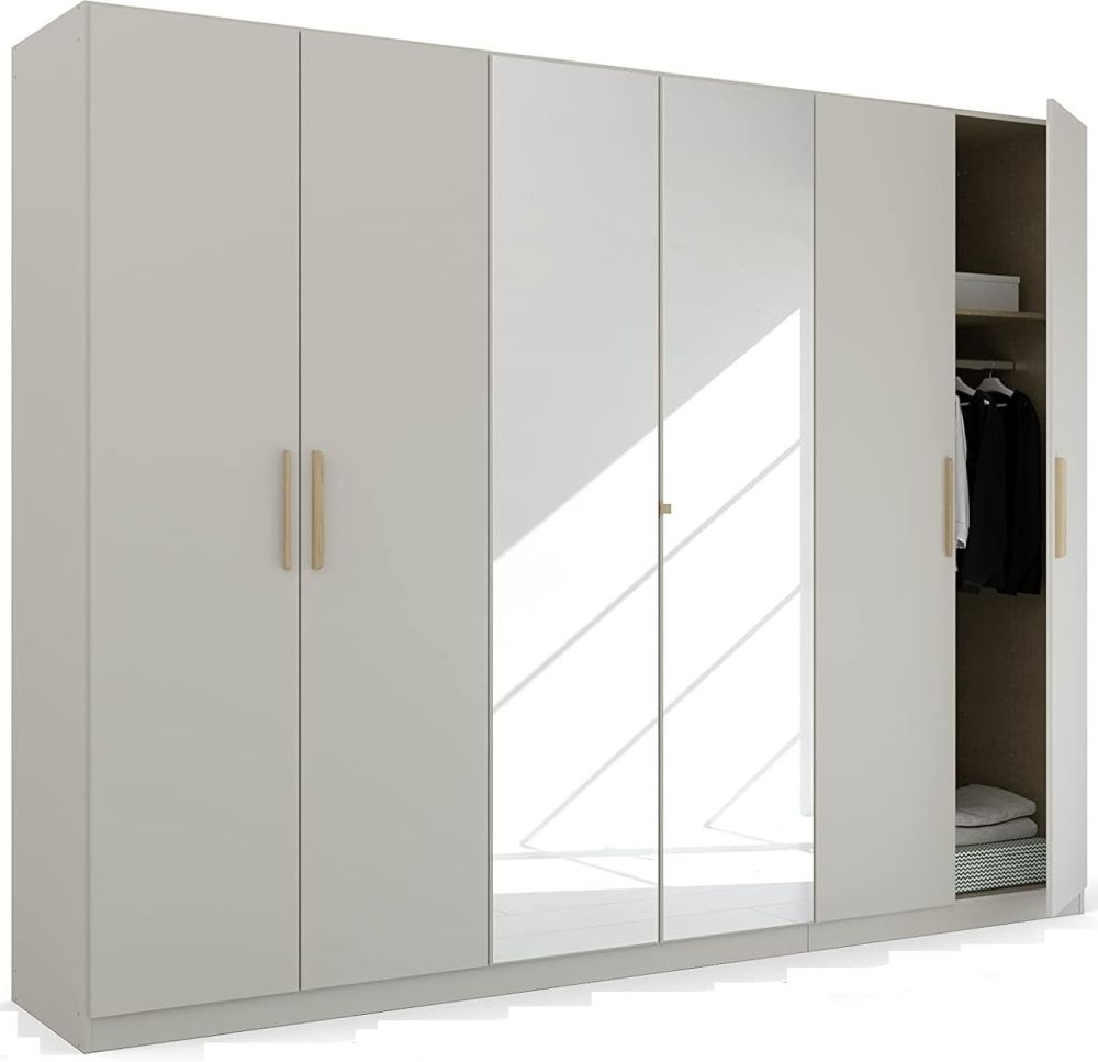 Product photograph of Skandi Quadra-spin 6 Door 2 Mirror Grey Wardrobe - 271cm from Choice Furniture Superstore.