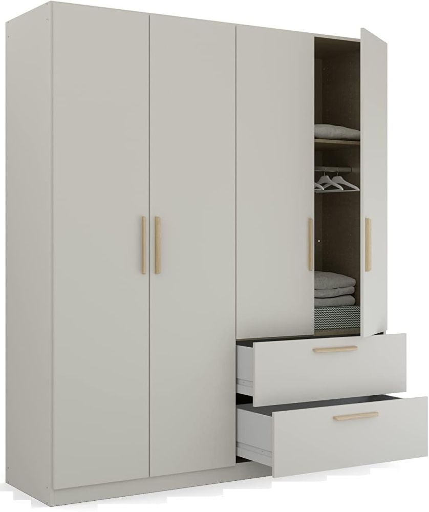 Product photograph of Rauch Skandi Quadra-spin 4 Door Grey Combi Wardrobe - 181cm from Choice Furniture Superstore.