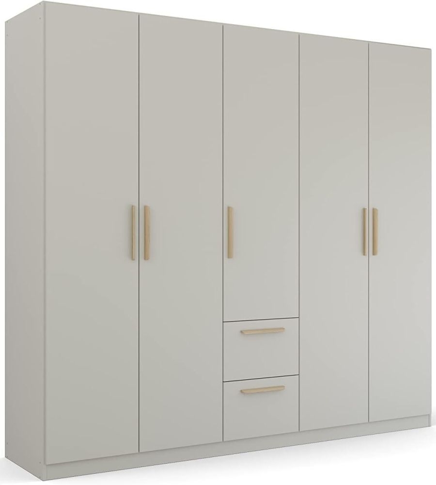 Product photograph of Rauch Skandi Quadra-spin 226cm Grey 5 Door Wardrobe With Drawers from Choice Furniture Superstore.