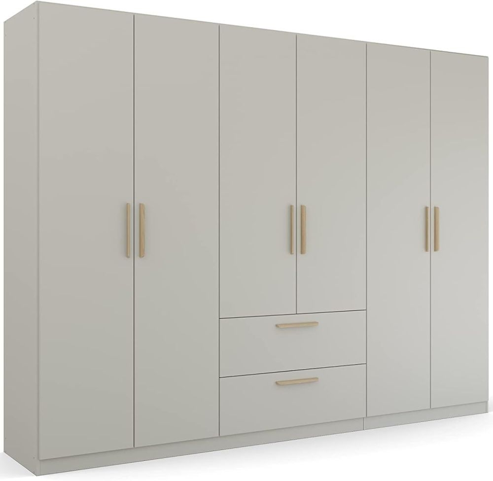 Product photograph of Skandi Quadra-spin 6 Door Grey Combi Wardrobe - 271cm from Choice Furniture Superstore.