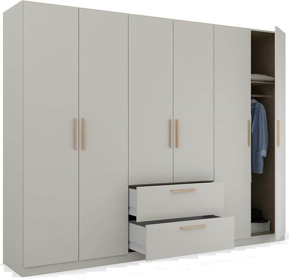 Product photograph of Skandi Quadra-spin 6 Door Grey Combi Wardrobe - 271cm from Choice Furniture Superstore.