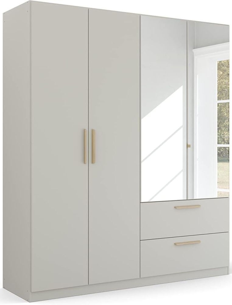 Product photograph of Skandi Quadra-spin 4 Door 2 Mirror Grey Combi Wardrobe - 181cm from Choice Furniture Superstore.