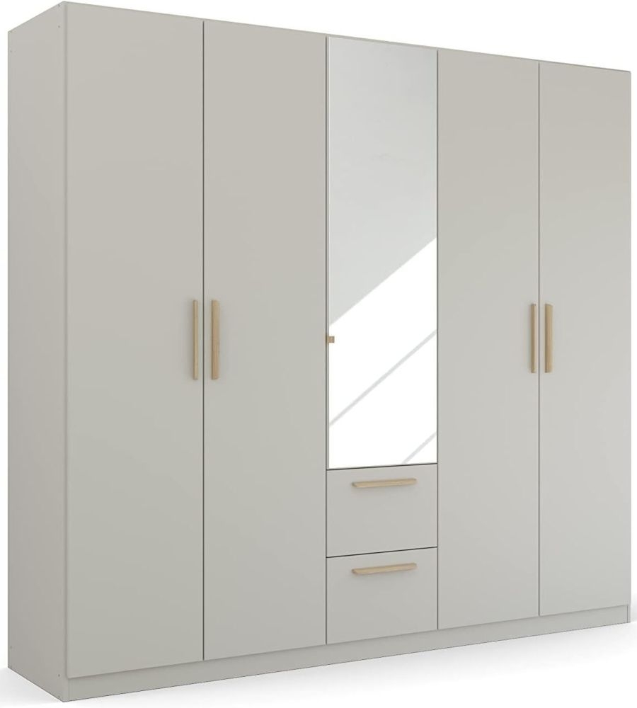 Product photograph of Skandi Quadra-spin 5 Door 1 Mirror Grey Combi Wardrobe - 226cm from Choice Furniture Superstore.