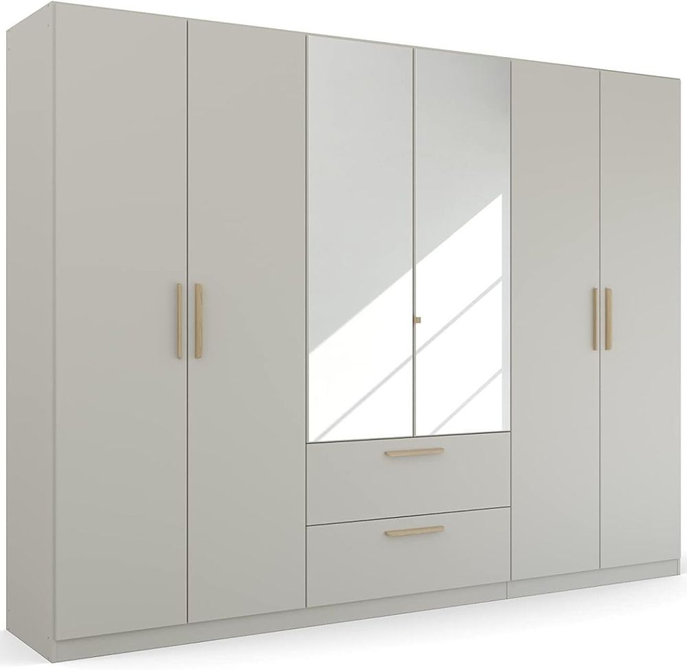 Product photograph of Rauch Skandi Quadra-spin 6 Door 2 Mirror Grey Combi Wardrobe - 271cm from Choice Furniture Superstore.