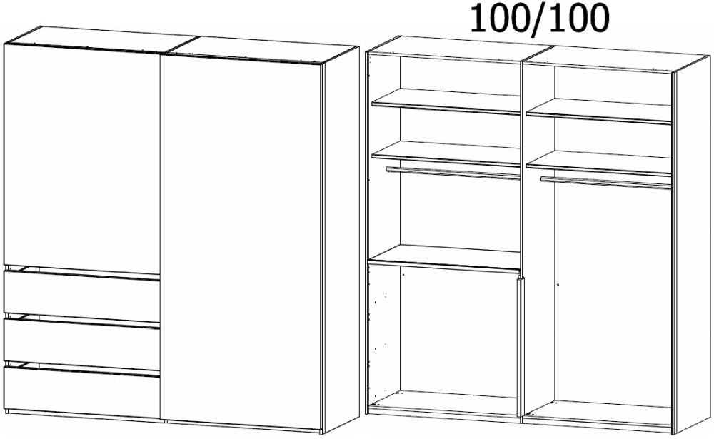 Product photograph of Rauch Lias 2 Door Combi Black Sliding Wardrobe - 201cm from Choice Furniture Superstore.