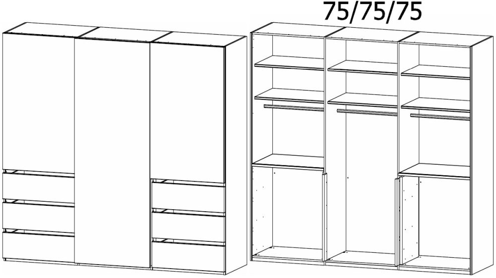 Product photograph of Rauch Lias 3 Door Combi Black Sliding Wardrobe - 226cm from Choice Furniture Superstore.