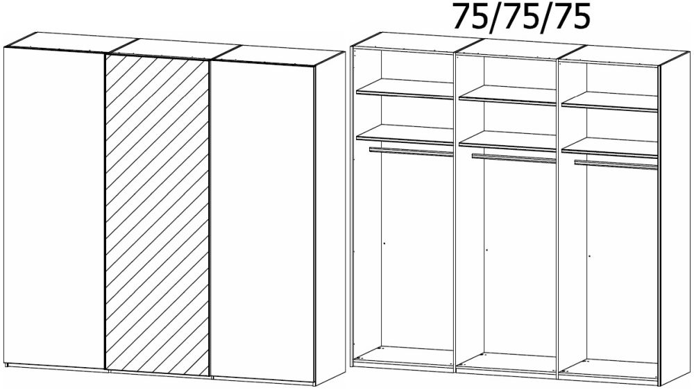 Product photograph of Rauch Lias 3 Door 1 Mirror Black Sliding Wardrobe - 226cm from Choice Furniture Superstore.