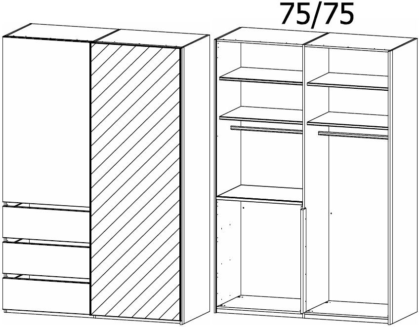 Product photograph of Rauch Lias 2 Door 1 Mirror Combi Black Sliding Wardrobe - 151cm from Choice Furniture Superstore.