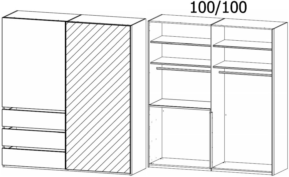 Product photograph of Rauch Lias 2 Door 1 Mirror Combi Black Sliding Wardrobe - 201cm from Choice Furniture Superstore.