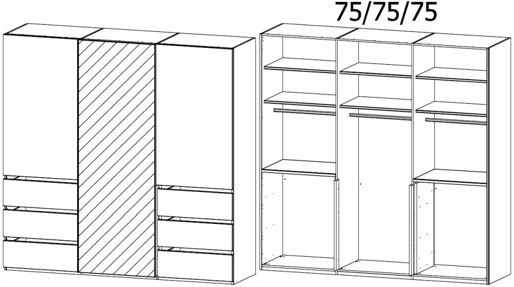 Product photograph of Rauch Lias 3 Door 1 Mirror Combi Black Sliding Wardrobe - 226cm from Choice Furniture Superstore.