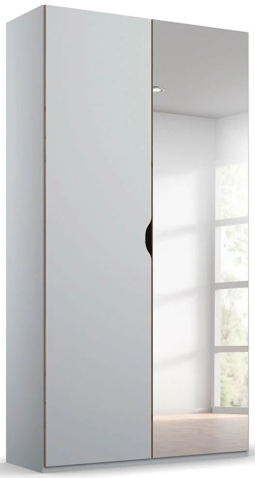 Product photograph of Lias 2 Door 1 Mirror Grey Wardrobe - 101cm from Choice Furniture Superstore.
