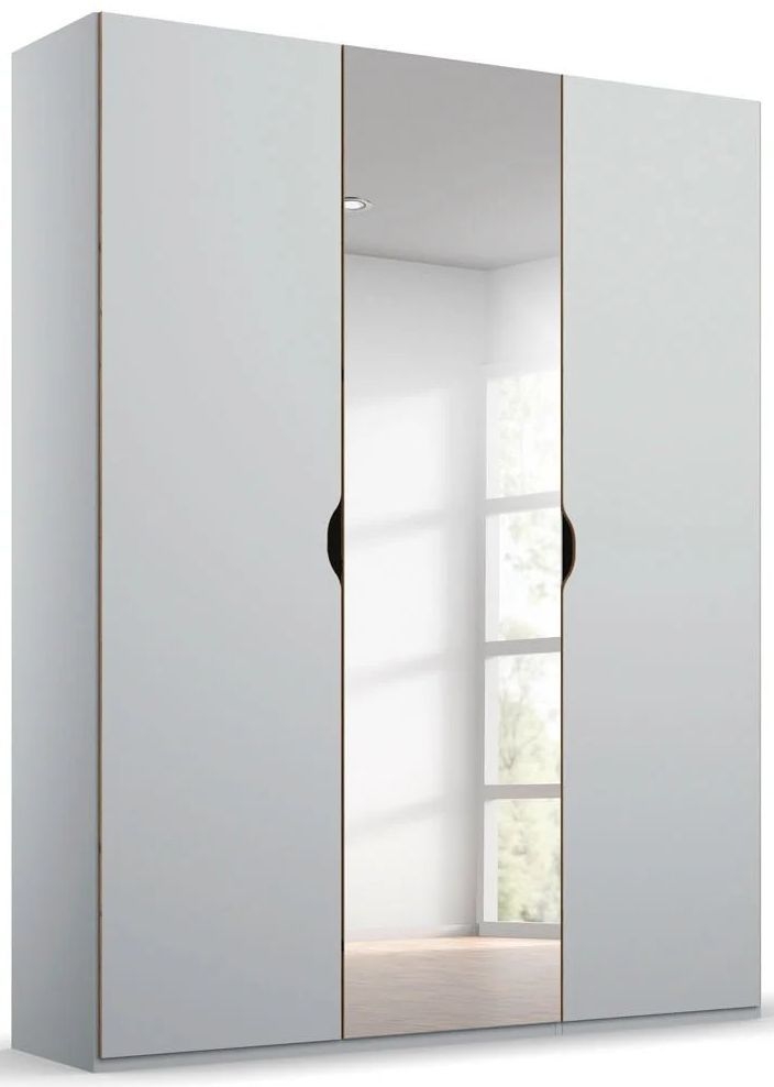 Product photograph of Rauch Lias 151cm 3 Door Grey Mirror Wardrobe from Choice Furniture Superstore.