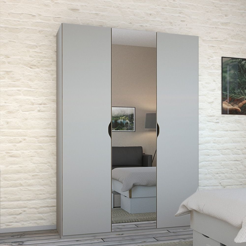 Product photograph of Rauch Lias 151cm 3 Door Grey Mirror Wardrobe from Choice Furniture Superstore.