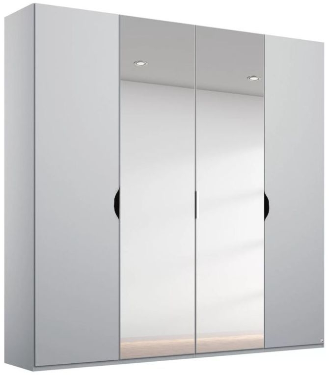 Product photograph of Lias 4 Door 2 Mirror Grey Wardrobe - 201cm from Choice Furniture Superstore.