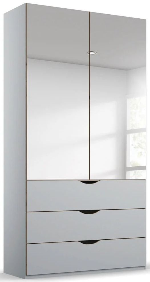 Product photograph of Lias 2 Door 2 Mirror Grey Combi Wardrobe - 101cm from Choice Furniture Superstore.