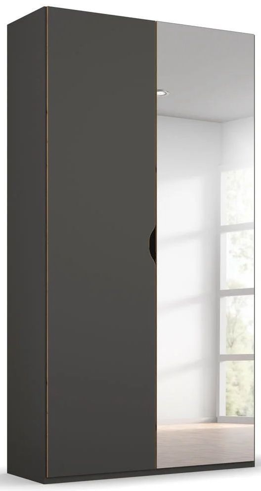 Product photograph of Rauch Lias 2 Door 1 Mirror Black Wardrobe - 101cm from Choice Furniture Superstore.