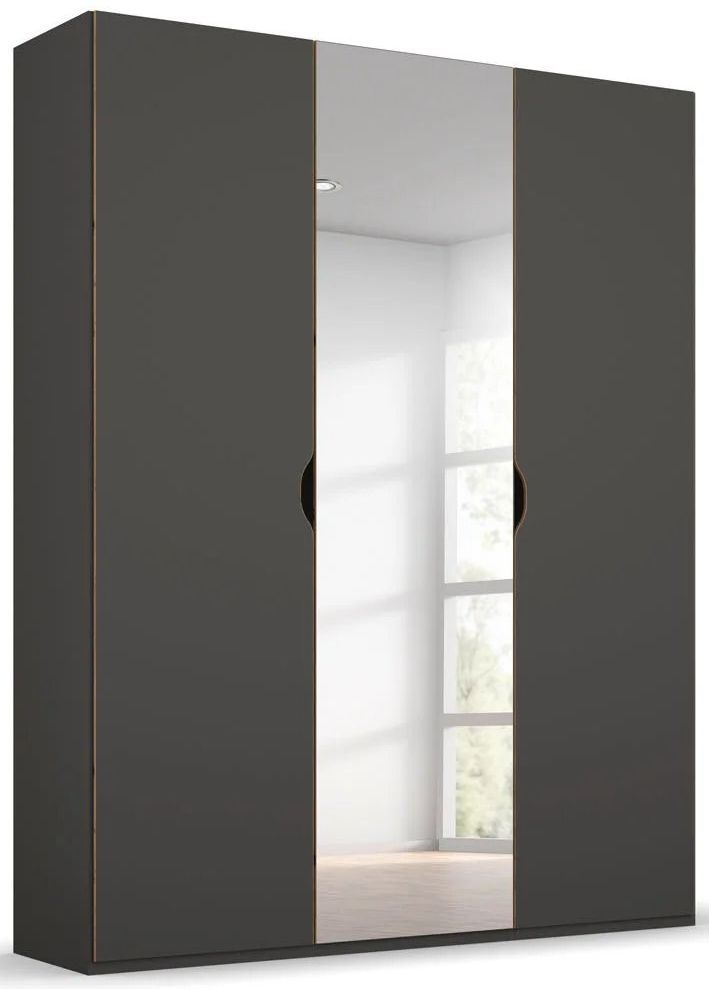 Product photograph of Rauch Lias 3 Door 1 Mirror Black Wardrobe - 151cm from Choice Furniture Superstore.