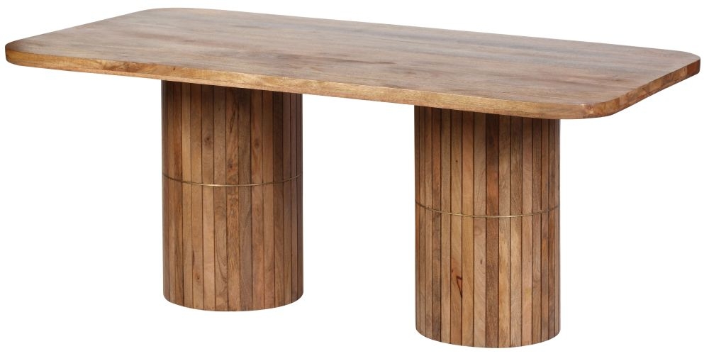 Product photograph of York Natural Mango Wood 180cm Dining Table With Fluted Base from Choice Furniture Superstore.