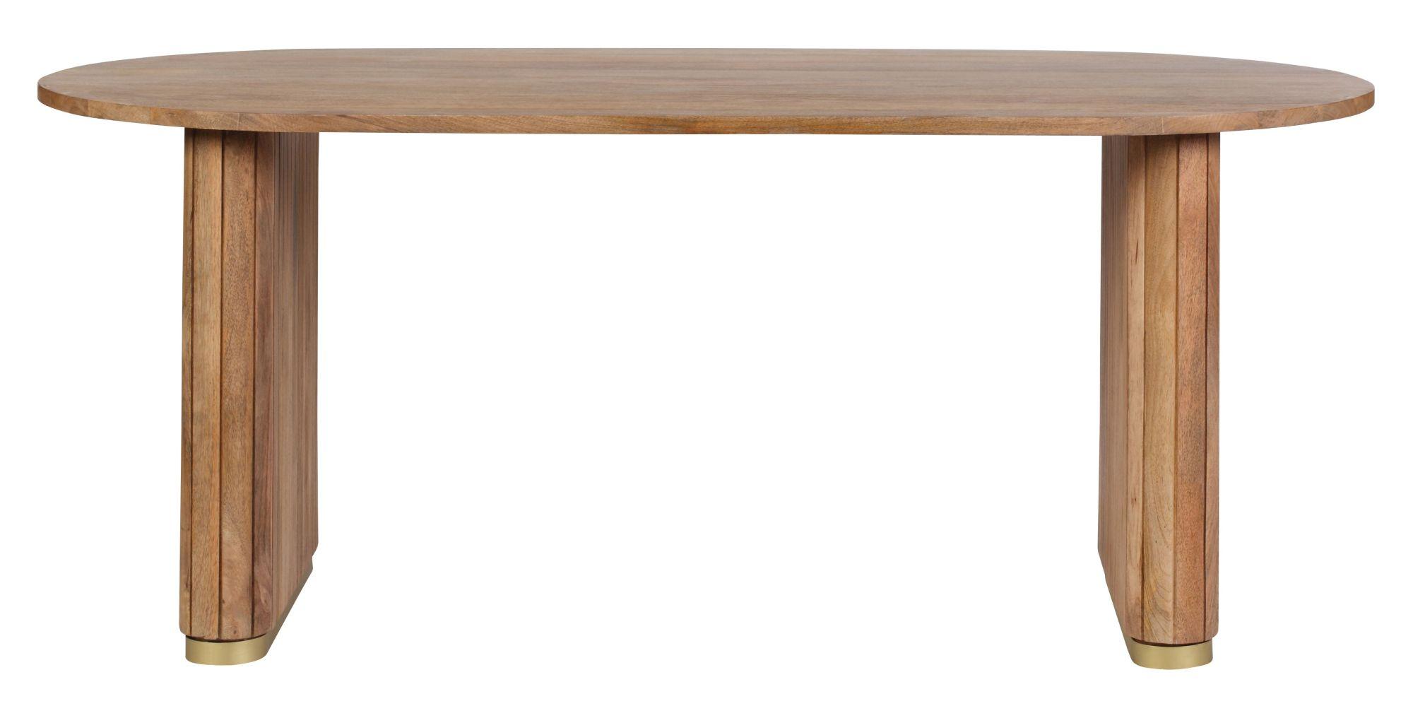 Product photograph of York Natural Mango Wood 200cm Oval Dining Table With Fluted Base - 6 Seater from Choice Furniture Superstore.