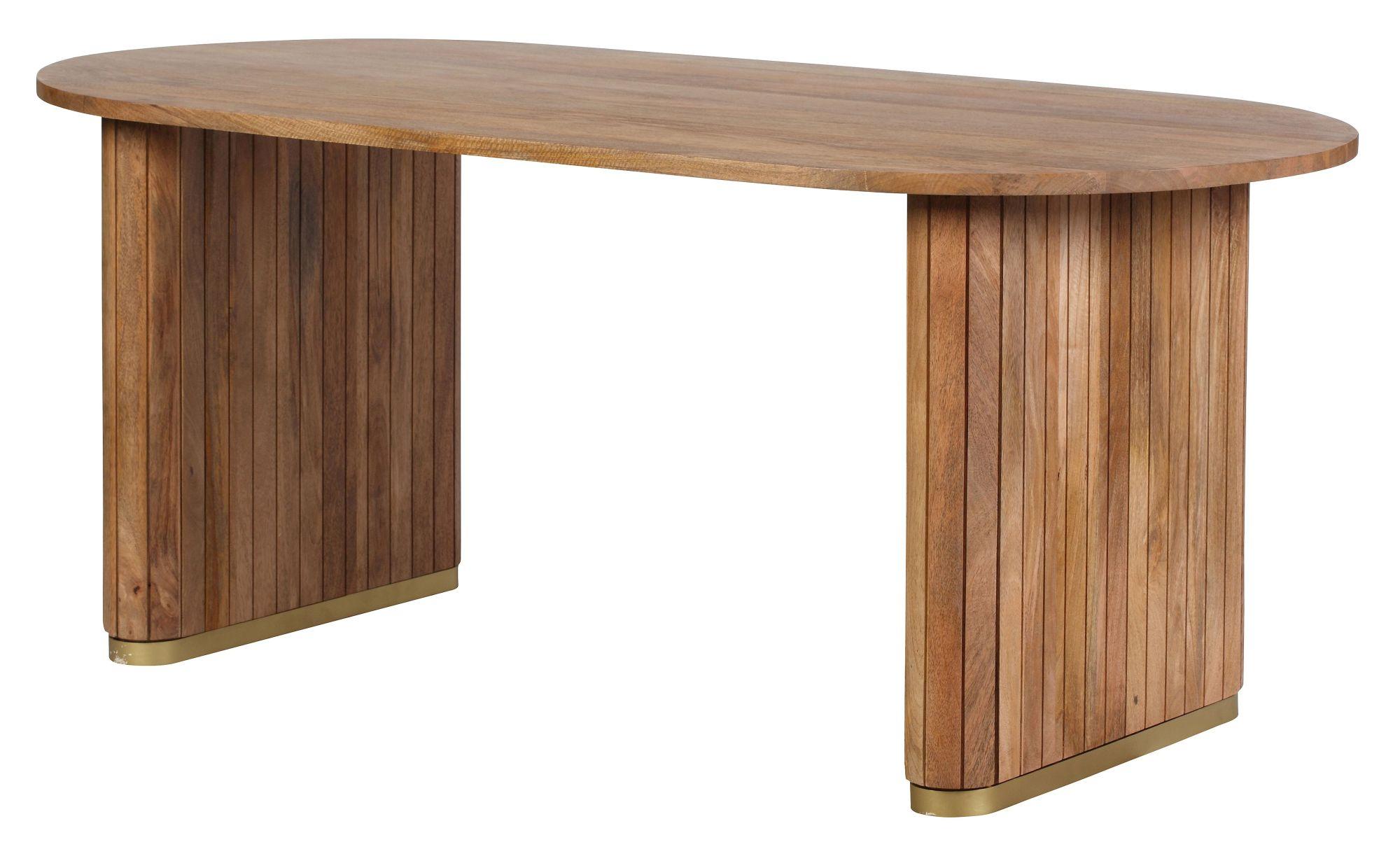 Product photograph of York Natural Mango Wood 200cm Oval Dining Table With Fluted Base - 6 Seater from Choice Furniture Superstore.