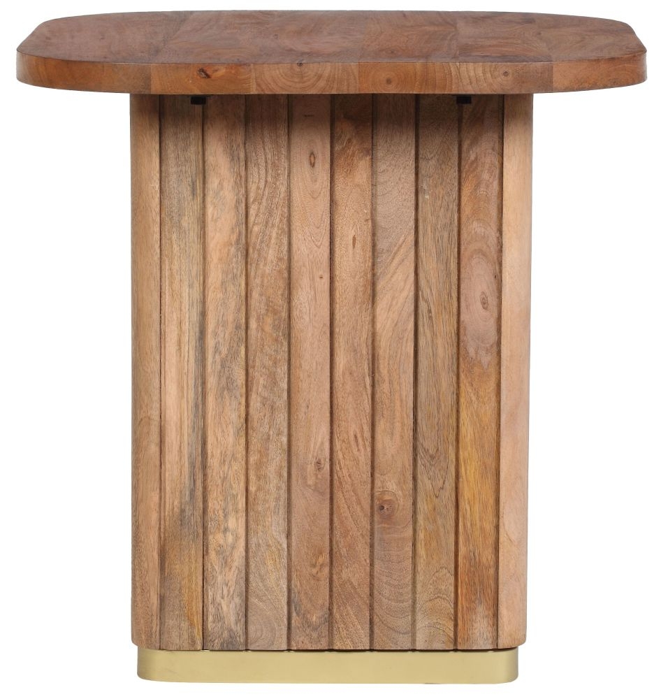 Product photograph of York Natural Mango Wood Square End Table With Fluted Base from Choice Furniture Superstore.