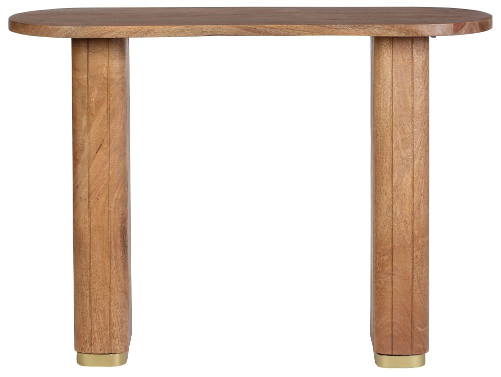 Product photograph of York Natural Mango Wood Console Table With Fluted Base from Choice Furniture Superstore.