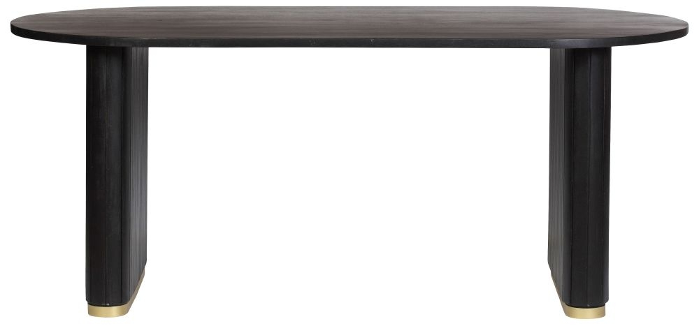 Product photograph of York Black Mango Wood 200cm Oval Dining Table With Fluted Base from Choice Furniture Superstore.