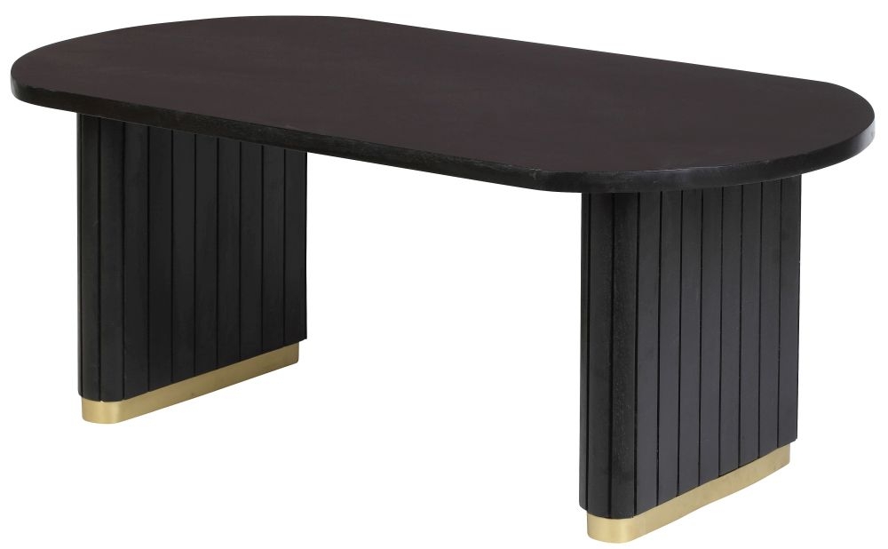 Product photograph of York Black Mango Wood Coffee Table With Fluted Base from Choice Furniture Superstore.