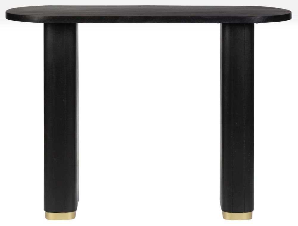 Product photograph of York Black Mango Wood Console Table With Fluted Base from Choice Furniture Superstore.