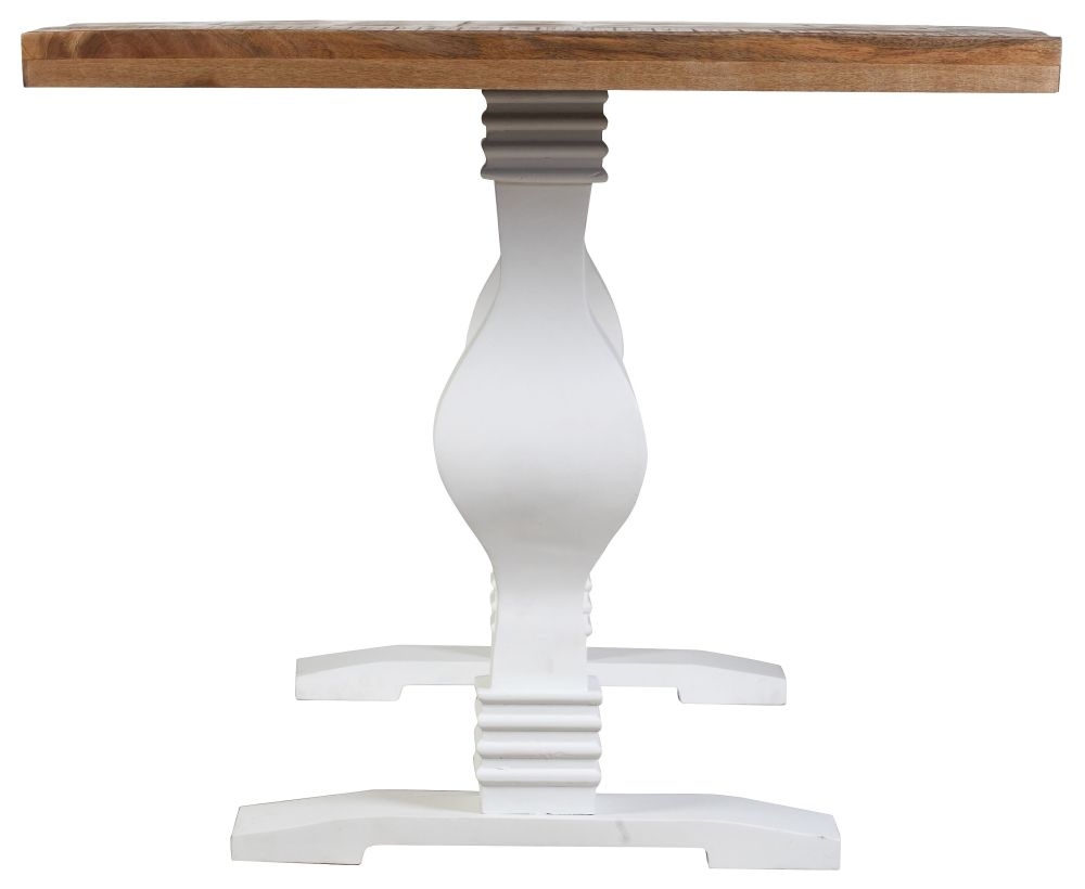Product photograph of Farmhouse Mango Wood 175cm Dining Table Natural Top And White Pedestal Base from Choice Furniture Superstore.
