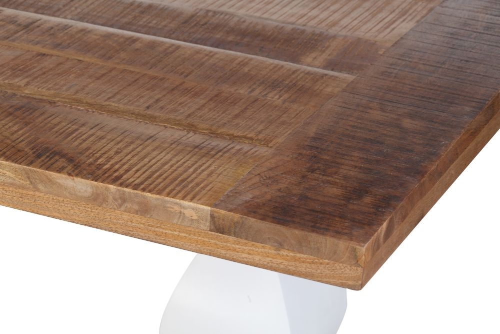 Product photograph of Farmhouse Mango Wood 175cm Dining Table Natural Top And White Pedestal Base from Choice Furniture Superstore.